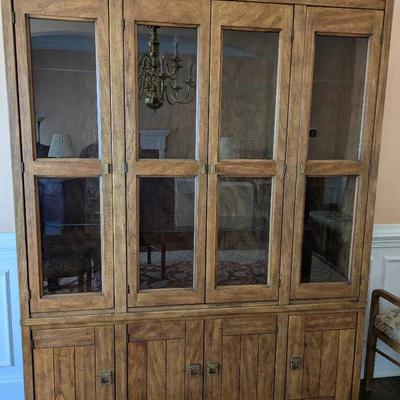 Drexel Two-Piece Lighted China Cabinet