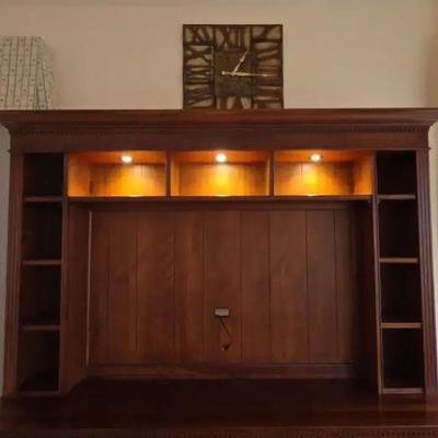 Lexington Entertainment Center Top with Built-In Can Lights & Wooden Clock (Top Section Only)