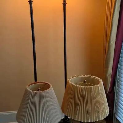 Two Floor Lamps with Glass Uplights and Two Table Lamps