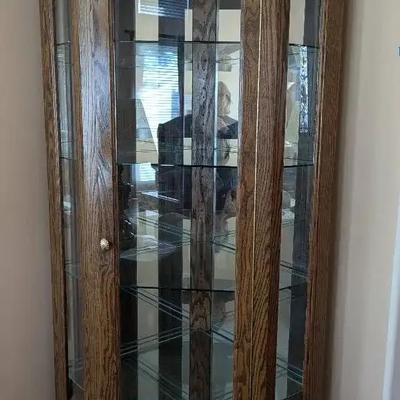 Corner Lighted Glass Curio Cabinet