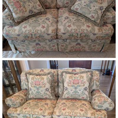 Pair of Identical Massoud Upholstered Loveseats