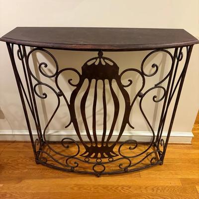 Decorative Demilune Wrought Iron Console Table