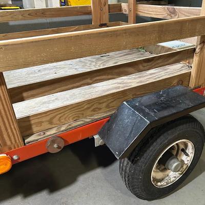 Steel Frame Utility Trailer With Wooden Floor & Rails 
