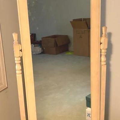 Wood Framed Cheval Mirror-White 