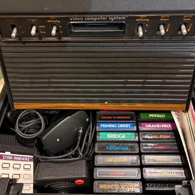 Vintage Atari Game System, Controls & Assorted Games