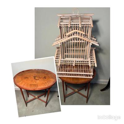 Wood Birdcage & Accent Table