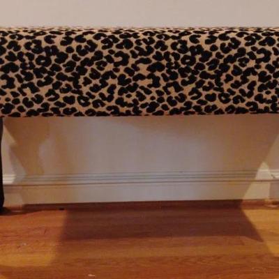 Large Bench With Cheetah Print Upholstery