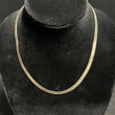 Sterling Silver Herringbone Chain Necklace – Approx. 18–19"