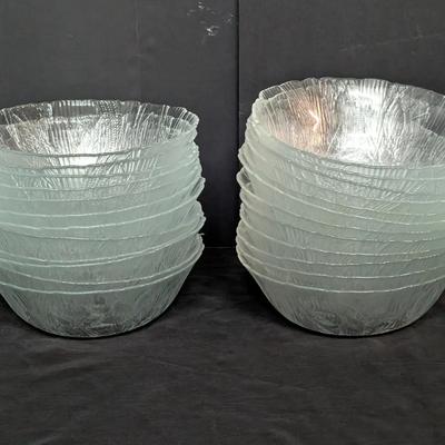Clear Pressed Glass Floral Bowls – 24-Piece Set