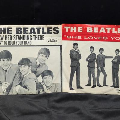 The Beatles 45 RPM Record Lot – Swan & Tollie Singles with Picture Sleeves