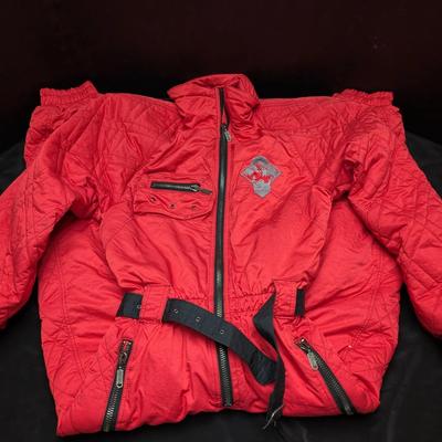 Vintage KITEK Worldwide Red Quilted One-Piece Ski Suit – Made in Austria – Size 40

