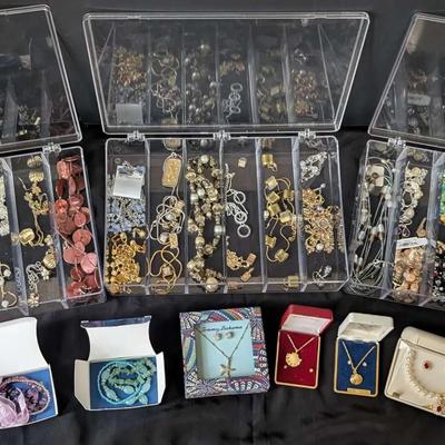 Large Jewelry Set Lot in Organizer – Necklaces, Earrings & Bracelets 