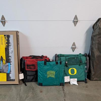 Camping & Stadium Seating Lot – Cabela’s Director’s Chair, Stadium Chairs & Dual Folding Camp Chair