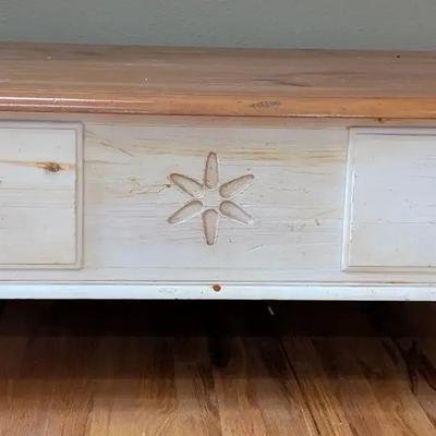 Ethan Allen Solid Wood Coffee Table with Three Drawers