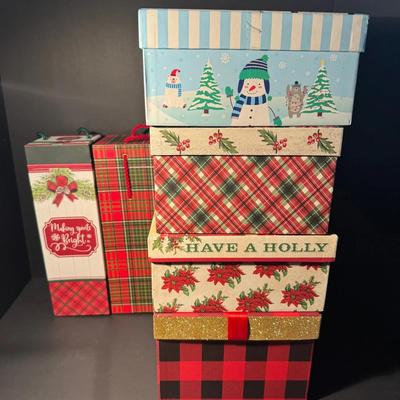 Large Christmas Gift Wrap & Packaging Lot – Boxes, Bags, Tissue & Cookie Boxes