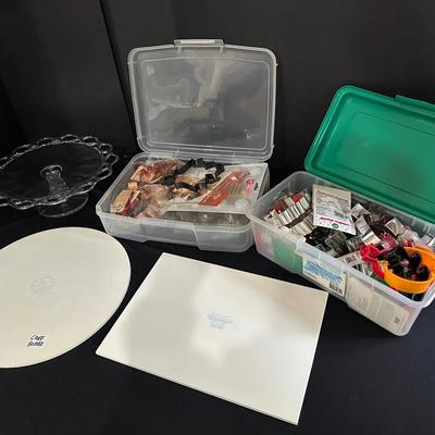 Baking & Decorating Lot – Cake Boards, Stand & Large Assortment Cookie Cutters