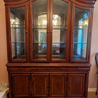 Bordeaux China Hutch with Glass Doors, Shelving, Drawers and Lighting