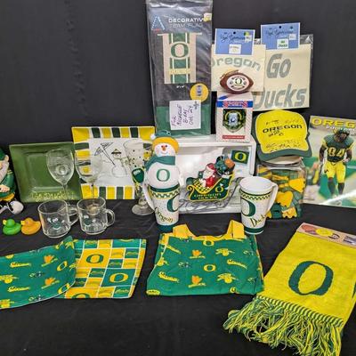 Oregon Ducks Fan Lot with Decor, Drinkware, Apparel & Collectibles