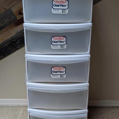 Sterilite ClearView 45 Qt Stackable Storage Drawers – 5 Drawer Unit