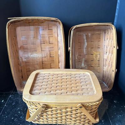 Lot of 3 Longaberger Picnic & Casserole Baskets