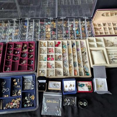 Large Earring Lot with Organizers 