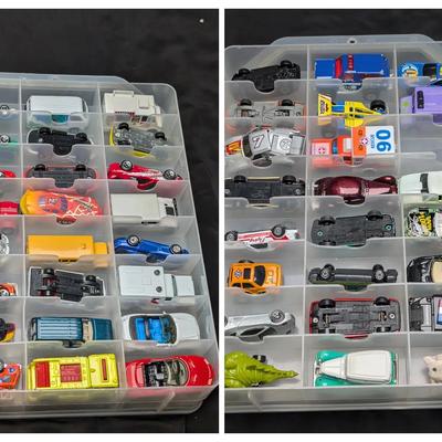Large Lot of Die-Cast Toy Cars with Storage Cases & Johnny Lightning Limited Edition
