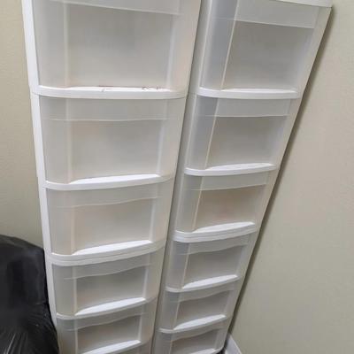 Lot of 4 White Plastic Rolling Drawer Storage Units