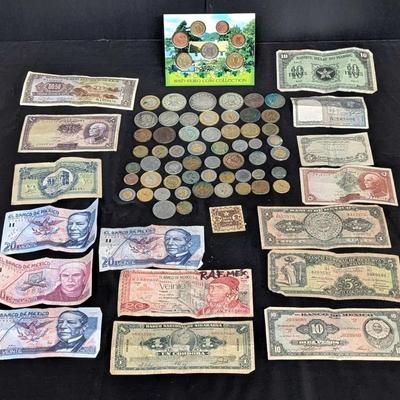 Assorted World Paper Currency and Coin Collection