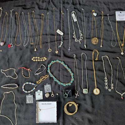 Large Jewelry Lot – Bracelets & Necklaces with Jewelry Display Case