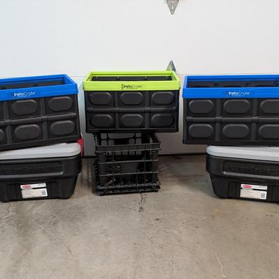 InstaCrate Collapsible Storage Crates with Rubbermaid ActionPacker Totes