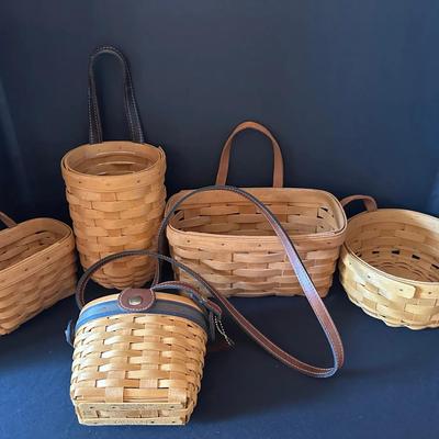 Lot of 5 Longaberger Woven Baskets with Handles