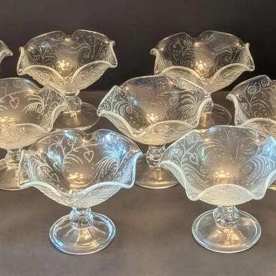 Vintage Ruffled Glass Fruit Dish Lot (12 Pieces) "Handmade in Poland"