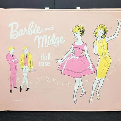 Vintage Barbie and Midge Doll Case with Dolls, Clothing, and Accessories