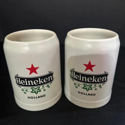 Pair of Heineken "Ceramarte" Holland Themed Ceramic Beer Mugs
