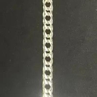 Solid 925 Sterling Silver Italian Diamond-Cut Curb Chain Bracelet