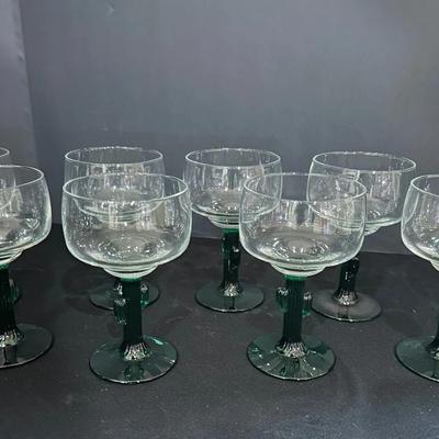 Set of 8 Margarita Glasses w/ Festive Green Cactus Stems
