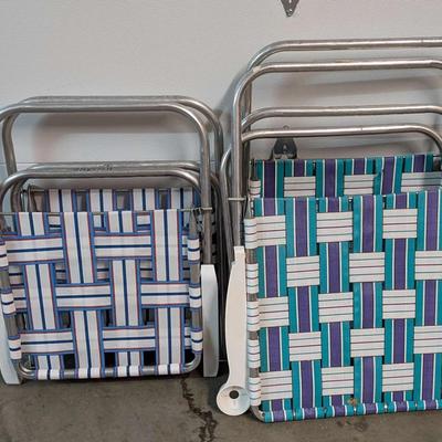 Folding Aluminum Lawn Chairs with Cup Holders – Set of 4