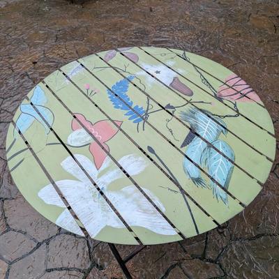 Hand-Painted Floral Folding Bistro Table