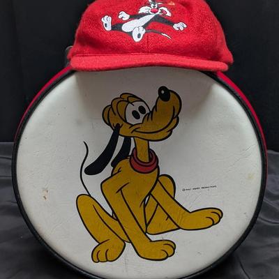 Vintage Disney Pluto Child’s Stool with Warner Bros. Sylvester Hat