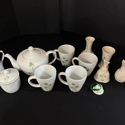 Irish Lot - Shamrock Tea & Mug Collection – Teapot, Cups, Creamer & Decor