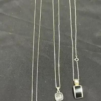 Lot of 3 Sterling Silver Necklaces w/ Pendants