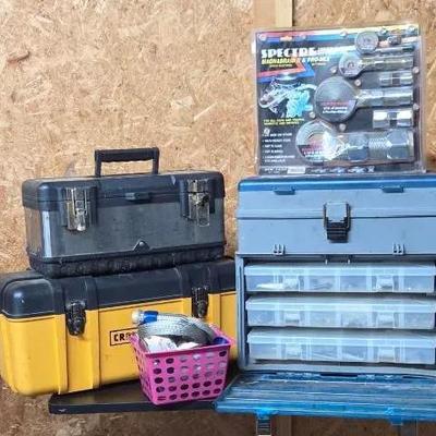 (3) Tool Boxes with Various Items