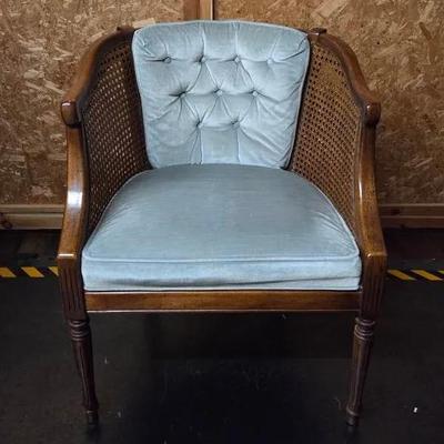 Unique Caned Barrel Chair 