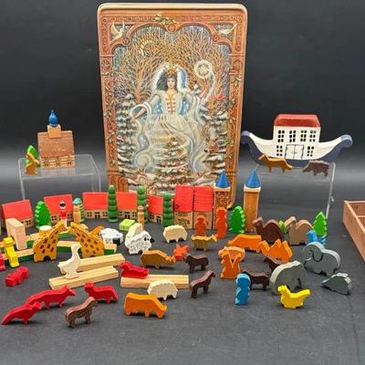 Vintage Wooden Noah's Ark Set