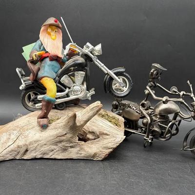 (2) Unique Motorcycle Sculptures 