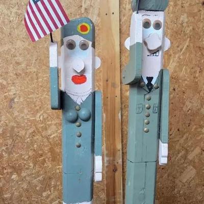 (2) Handmade Military Statues 