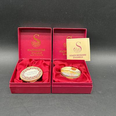 (2) Staffordshire Enamel Hinged Boxes