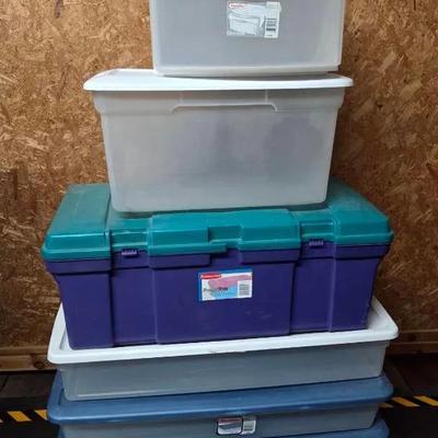 (6) Useful Plastic Storage Bins