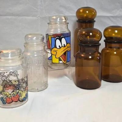 (6) Lidded Glass Jars