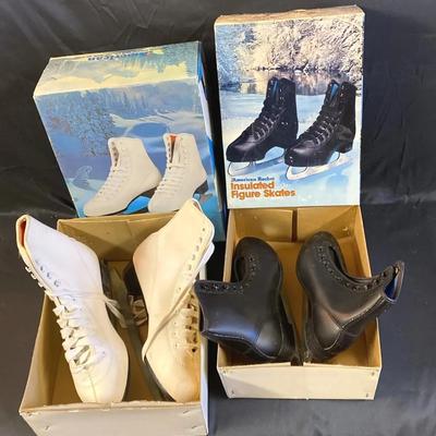 (2) Pairs Vintage Insulated Figure Skates 